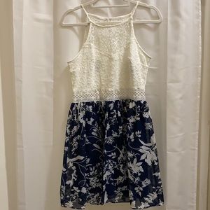 White and Blue floral Dress